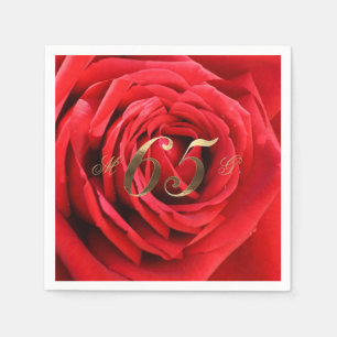 65e Bröllop-årsdagen Röd ros Heart Elegant Pappersservett