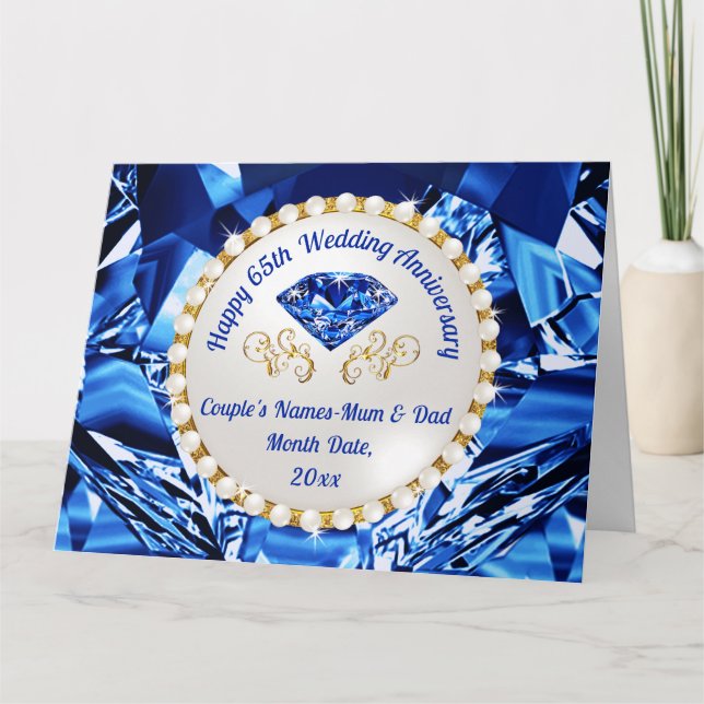 65e Bröllop-årskort för Morsa och Pappa. Kort (Framsida)