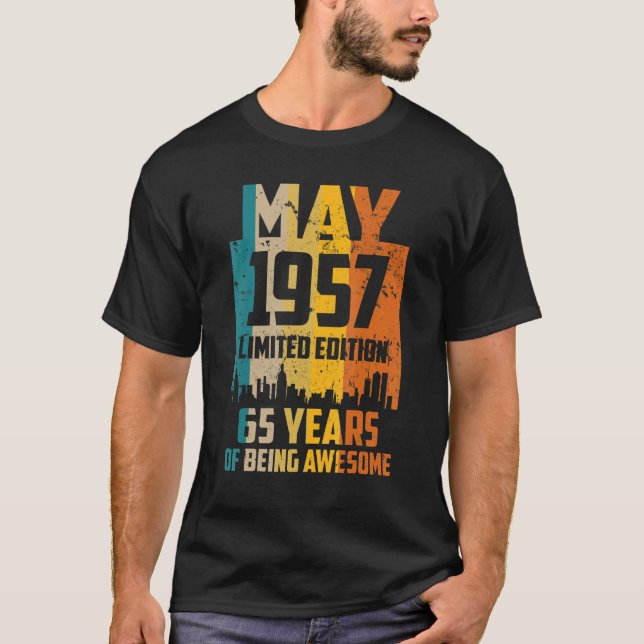 65e födelsedag 65 år Fantastisk sedan maj 1957 Vin T Shirt (Framsida)