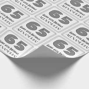 65e födelsedag: Art Deco Inspired Stil "65" + Namn Presentpapper