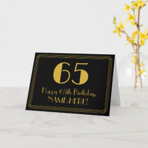 65e födelsedag: Art Deco Inspired Titta "65" + Nam Kort