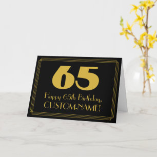 65e födelsedag: Art Deco Inspired Titta "65" & Nam Kort