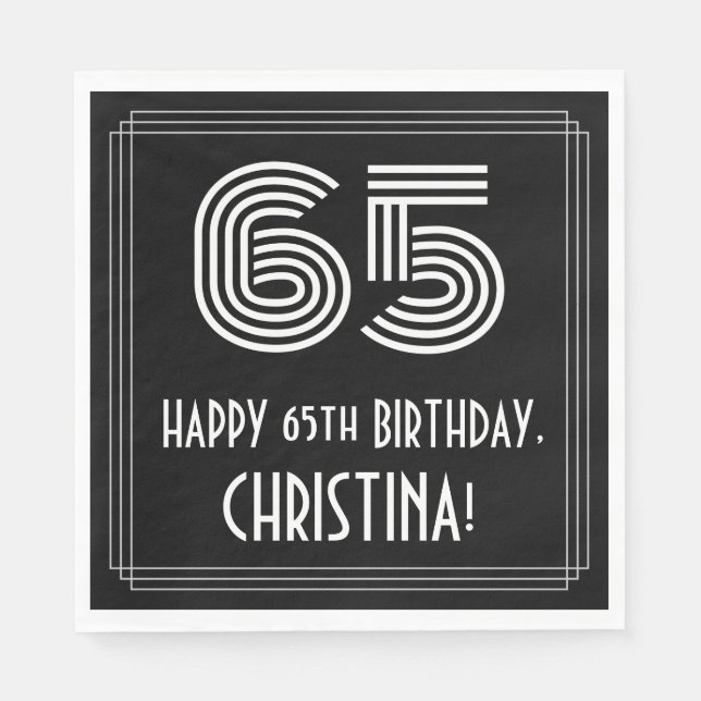 65e födelsedag: Art Deco Inspired Titta "65" + Nam Pappersservett (Framsidan)