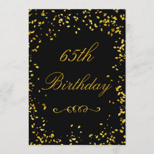 65e Födelsedag Glamoral Guld confetti Inbjudningar