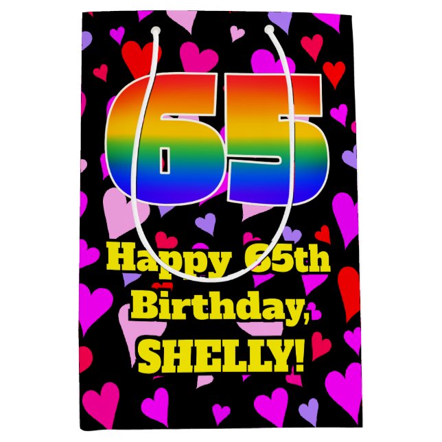 65e Födelsedag: Loving Hearts Mönster, regnbåge nr (Framsidan)