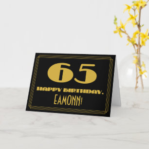 65e födelsedag: Namn + Art Deco Inspired Titta "65 Kort