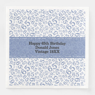 65e Födelsedag Nummer Mönster Blue/White Pappersservett