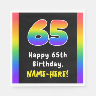65e Födelsedag: Rainbow Spectrum nr 65, eget namn Pappersservett