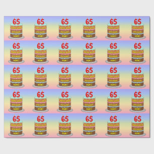 65e Födelsedag: Roligt Cake and Candles + Anpassat Presentpapper