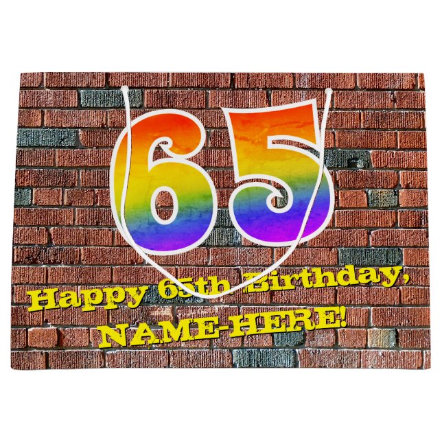 65e Födelsedag: Roligt, Graffiti-Inspired Rainbow  (Framsidan)