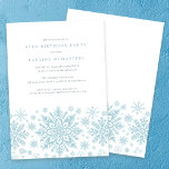 65e Födelsedagsfest Blue White Snowflake Winter Inbjudningar<br><div class="desc">Mycket elegant blått snöflingor skapar en söt gräns längs grund i vuxens födelsedag. Modern och minimalistisk design har en öppen och hårig känsla. Contemporaryns estetik kommer att tilltala människor i alla åldrar.</div>
