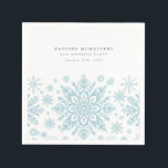 65e Födelsedagsfest Blue White Snowflake Winter Pappersservett<br><div class="desc">Mycket elegant blått snöflingor skapar en söt gräns längs grund av denna anpassningsbar napkin. Modern och minimalistisk design har en öppen och hårig känsla. Contemporaryns estetik kommer att tilltala människor i alla åldrar.</div>