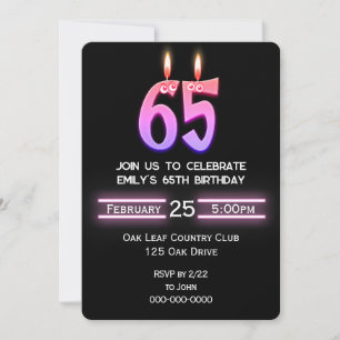 65e Födelsedagsfest Candles Inbjudningar