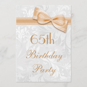 65e Födelsedagsfest Damask och Faux Bow Inbjudningar