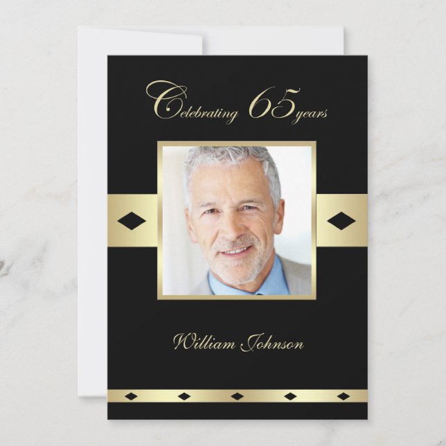 65e Födelsedagsfest inbjudan Photo 65e (Framsida)