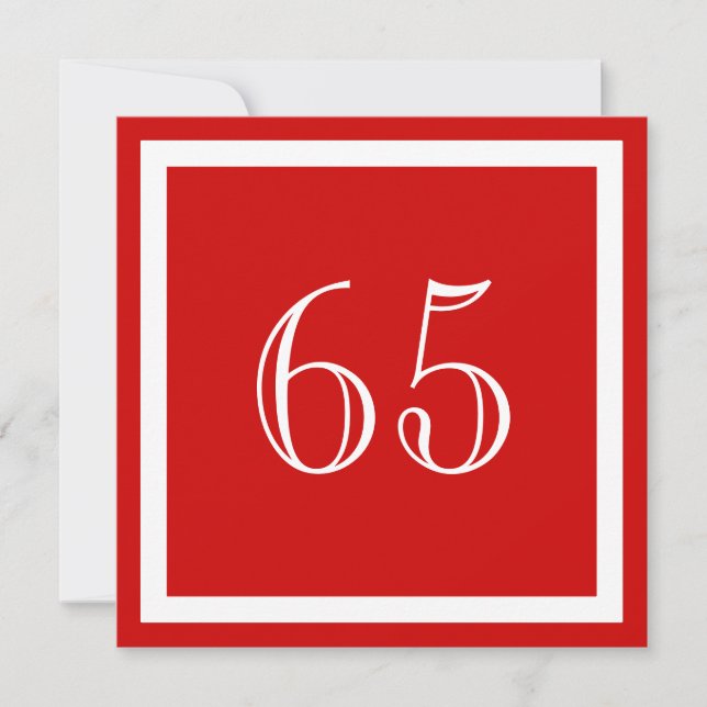 65e Födelsedagsfest inbjudan - Röd (Framsida)