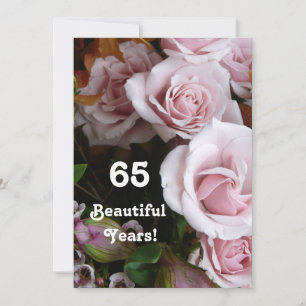 65e Födelsedagsfest-Rosa ros Bouquet Inbjudningar
