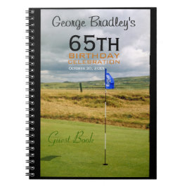 65e Födelsedagsfirande Golf Anpassningsbar Guest B Anteckningsbok