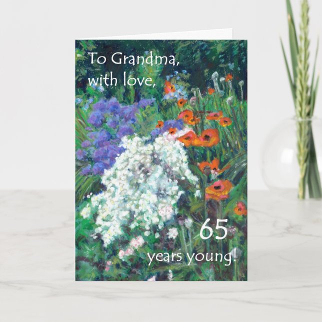 65e födelsedagskort för mormor - June Garden Kort (Framsida)