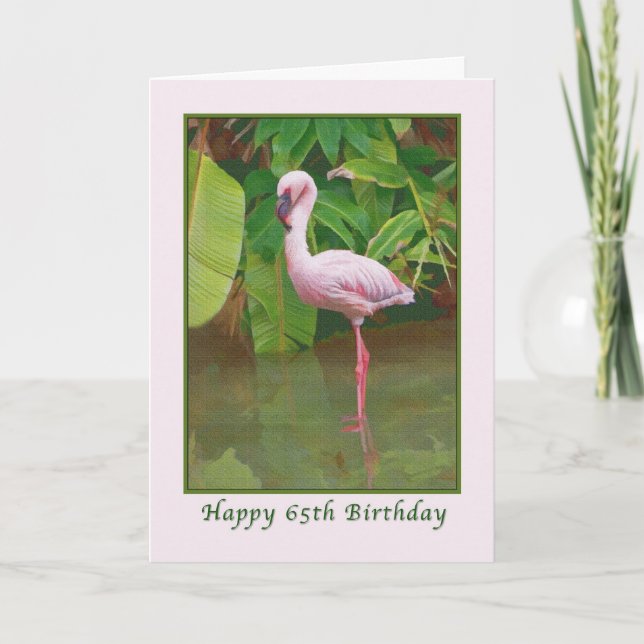 65e födelsedagskort med Rosa Flamingo Kort (Framsida)