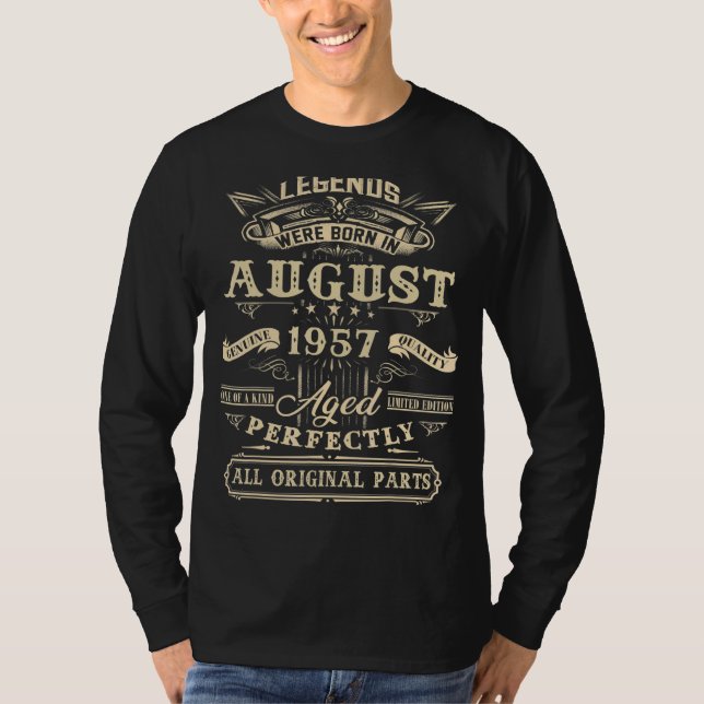 65e födelsedagsledenheter födda i augusti 1957 65  t shirt (Framsida)