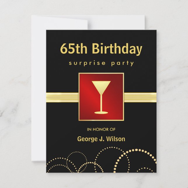 65e födelsedagsöverraskning Party - Foto som tillv Inbjudningar (Framsida)