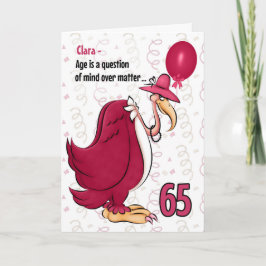 65e Funny Birthday Rosa Buzzard med Namn Kort