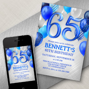 65e Manar Blue Birthday-inbjudan Inbjudningar