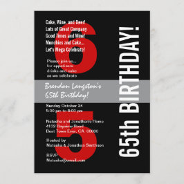 65e Modern Birthday Black White-mall A08A Inbjudningar
