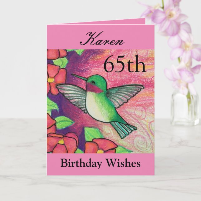65e Önskemål Söt Rosa Hummingbird Kort (Orkide)