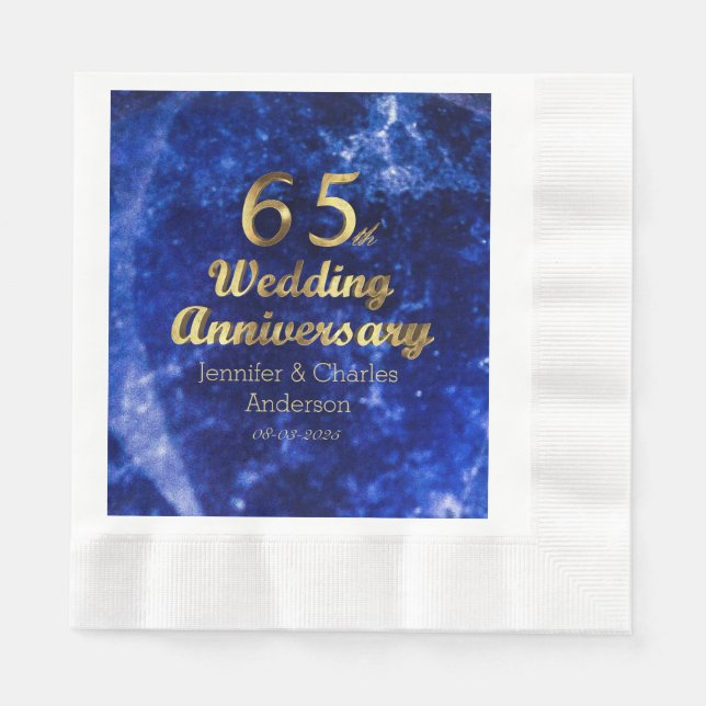 65e Sapphire Bröllop-årsdagen Guld Typografi Pappersservett (Framsidan)