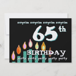 65e SURPRISE Birthday Teal Candel Inbjudningar