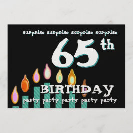 65e SURPRISE Birthday Teal Candel Inbjudningar