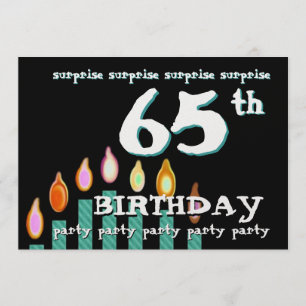 65e SURPRISE Birthday Teal Candel Inbjudningar