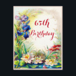 65e Vintage under dagtid Vattendrag och isflödor Inbjudningar<br><div class="desc">65ens födelsedag vintagar, lila dynor och inbjudningskort för iris-blommor i anpassningsbarna. elegant, personlig, födelsedagsfest för 65e av blommigt i firande med anpassningsbar, med vackra, antika, botaniska vintagar av en blå vatten med söt vattenhaltiga och blå iris-blommor. Vitaktigt, finare, snabbt, kursivt, kalligrafiskt skript anpassade rosa. Snyggt, finare, klasser, chic, feminin, romantisk,...</div>