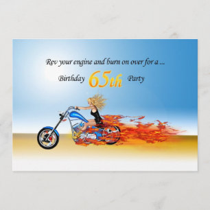 65ens födelsedag Flaming motorcykelinbjudan Inbjudningar