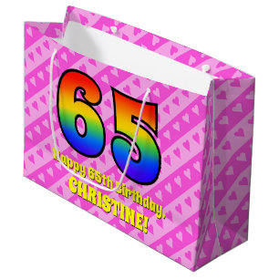 65ens födelsedag: Rosa Rand & Hearts, regnbåge n