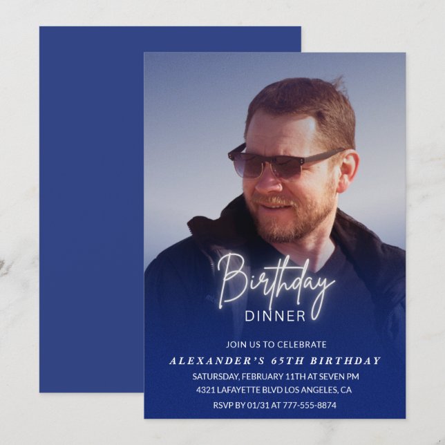 65ens födelsedagsinbjudan Födelsedag Foto Manar Inbjudningar (Fram/baksida)