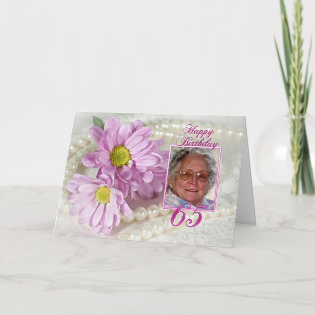65ens födelsedagskort med daisy kort (Framsida)