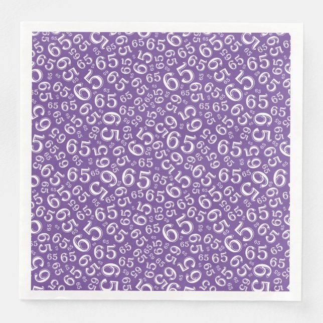 65th Age Random Number Pattern Purple/White Pappersservett (Framsida)