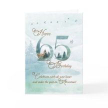 65th Birthday Evergreen Pines and Deer Nature