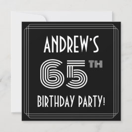 65th Birthday Party: Art Deco Style w/ Custom Name Inbjudningar