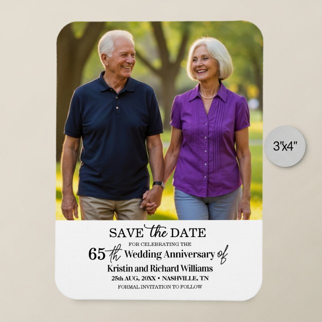65th Wedding Anniversary Save the Date Photo Magnet (Skapare uppladdad)