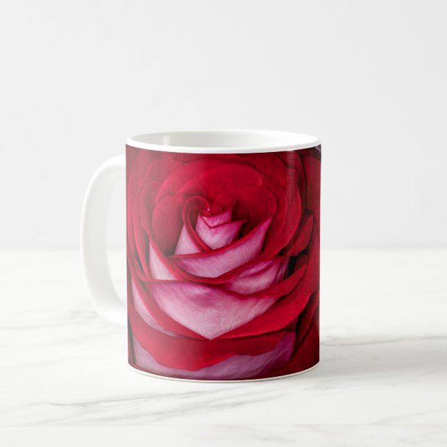 6621-Röd, Vit och Rosa ros Kaffemugg (Framsida vänster)