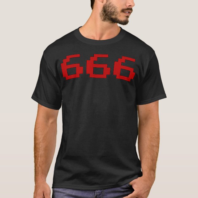 666 8-bitars Kortärmad för retro-videospel  T Shirt (Framsida)