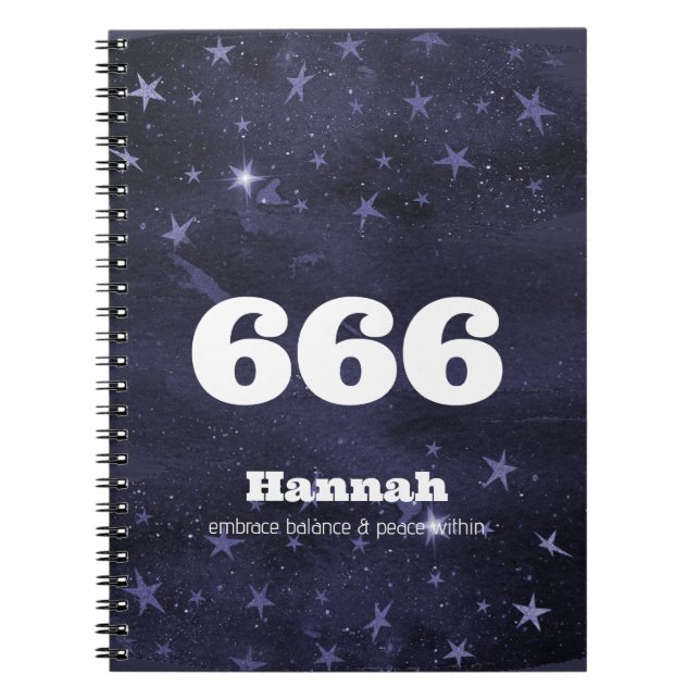 666 Angel Nummer Stars Högre självjustering Anteckningsbok (Framsidan)