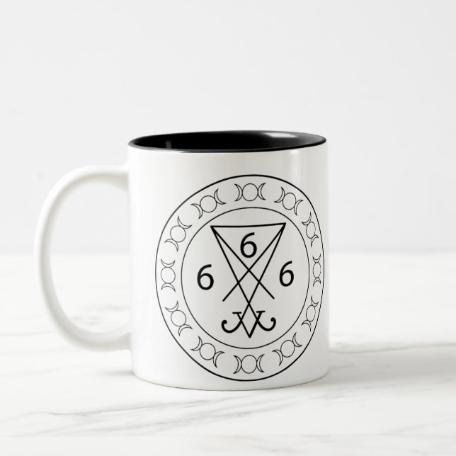 666 Lucifers sigil Black Två-Tonad Mugg (Vänster)