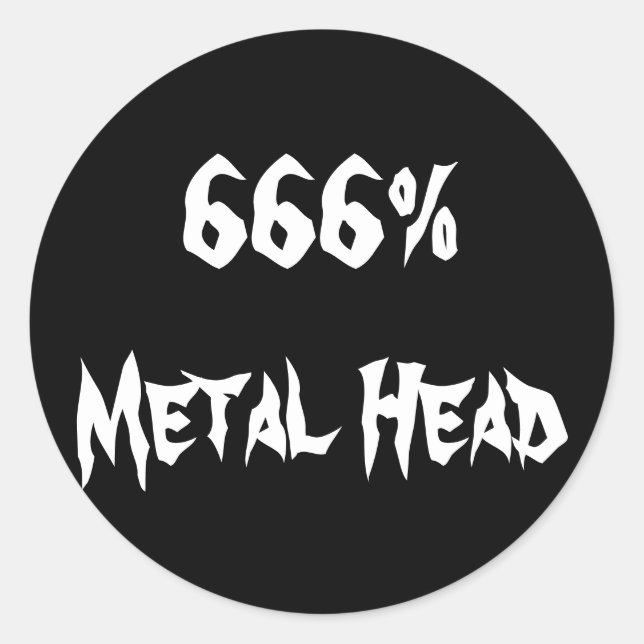 666%Metall Head Runt Klistermärke (Framsida)