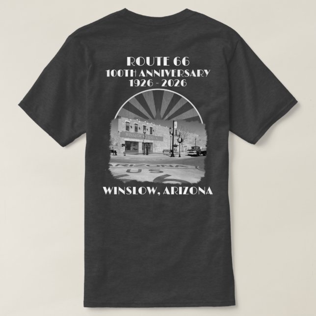 66-100 års Monokrom Winslow Arizona Back T Shirt (Design baksida)