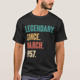66 år gammal Vintage 1957 Födelsedag 6 mars deco T Shirt